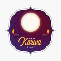 traditionell Karwa chauth Festival Hintergrund mit voll Mond und Diya vektor