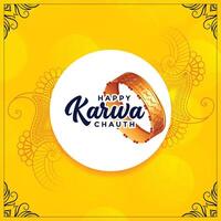 glücklich Karwa chauth indisch Festival Gruß Karte Design vektor