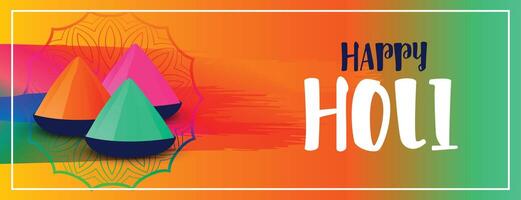 färgrik Lycklig holi indisk festival baner design vektor