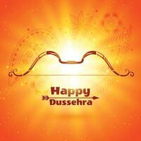 glücklich Dussehra Festival Karte mit glühend Licht bewirken vektor