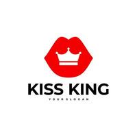 Kuss König Krone Lippen Logo Negativ Raum Symbol Illustration vektor