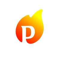 p Feuer Flamme minimalistisch Logo vektor