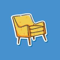 Jahrgang Mitte Jahrhundert modern Sessel. Möbel Design Illustration isoliert auf Blau Hintergrund. Karikatur von Sessel Symbol zum Netz Design. Sanft Sessel mit Polster. vektor