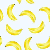 vattenfärg banan bakgrund. sömlös mönster med banan frukter. färgrik tapet . vektor