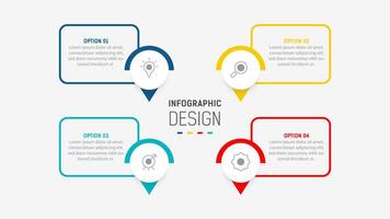 vier Schritt Infografik Element Design Vorlage zum Präsentation. Prozess Diagramm und Präsentationen Schritt, Arbeitsablauf Layout, Banner, fließen Diagramm, die Info Grafik Illustration. vektor