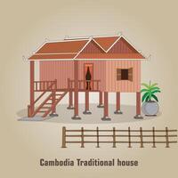 asiatisch Haus traditionell Haus Kambodscha Haus hölzern Haus vektor