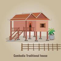 asiatisk hus traditionell hus cambodia hus trä- hus vektor