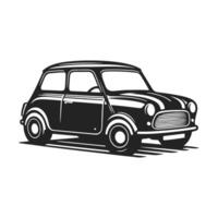 alt 70er Jahre klassisch Auto schwarz und Weiß Illustration. Auto Silhouette . vektor