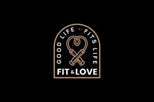 überspringen Seil mit Liebe gestalten Logo Design zum gesund Sport und Hobby vektor