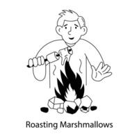 trendig rostning marshmallows vektor