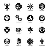 Sammlung von Spiritualität und innere Frieden solide Symbole vektor