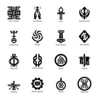 einstellen von spirituell Adinkra Zeichen solide Symbole vektor