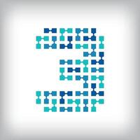 Vernetzung Verbindung Nummer 3 Logo. kreativ Kommunikation Blau Ton Grafik. Medien, Digital und Technologie Unternehmen. vektor