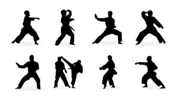 Sammlung von Karate Silhouette Abbildungen vektor