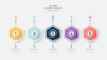 Infografik Vorlage mit 5 Schritte zum Geschäft. geometrisch Etikett. zum Inhalt, Broschüre, Diagramm, Zeitleiste, Netz Design. vektor