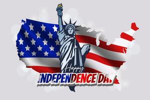 Amerika flagga staty av frihet illustration oberoende dag vektor