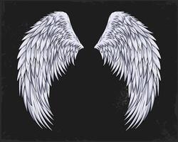 Hand gezeichnet realistisch Weiß Engel Flügel zum Festival oder Karneval Kostüm, Karikatur Vogel Flügel isoliert vektor