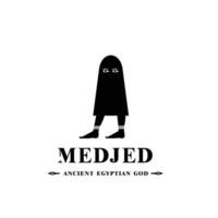 silhuett av de ikoniska gammal egyptisk Gud medjed, mitten östra Gud logotyp för modern använda sig av vektor