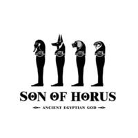 Silhouette von das ikonisch uralt ägyptisch Gott, Sohn von Horus Imsetigkeit, duamutef, glücklich, Abonnieren vektor