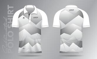 Sublimation Weiß Polo Hemd Attrappe, Lehrmodell, Simulation Vorlage Design zum Badminton Jersey, Tennis, Fußball, Fußball oder Sport Uniform vektor
