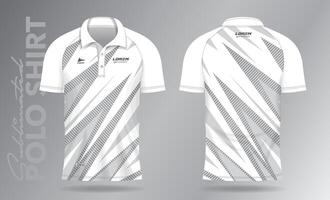Sublimation Weiß Polo Hemd Attrappe, Lehrmodell, Simulation Vorlage Design zum Badminton Jersey, Tennis, Fußball, Fußball oder Sport Uniform vektor