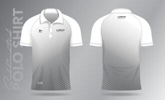 Sublimation Weiß Polo Hemd Attrappe, Lehrmodell, Simulation Vorlage Design zum Badminton Jersey, Tennis, Fußball, Fußball oder Sport Uniform vektor