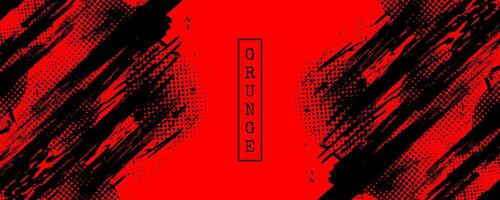 schwarz und rot Grunge Bürste Hintergrund mit Halbton Wirkung. retro Grunge Hintergrund vektor