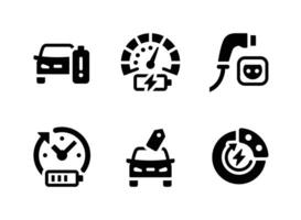 enkel uppsättning av elektrisk fordon fast ikoner vektor