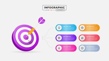 företag bearbeta mål infographic design mall med 6 steg vektor