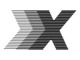 x Alphabet Logo Linie Geschwindigkeit abstrakt optisch Illusion Streifen Halbton Symbol Symbol Illustration vektor