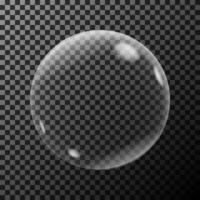 transparent tvålbubbla på en mörk bakgrund. vektor