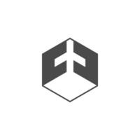 Flugzeug und Hexagon Logo Design vektor