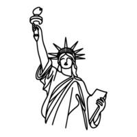 Statue von Freiheit Hand Zeichnung Linie vektor