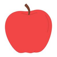 rot saftig reif Apfel. Hand gezeichnet rot Apfel modisch eben Stil isoliert auf Weiß. Apfel Ernte. gesund Vegetarier Snack, Schnitt Apfel zum Design, Infografik Illustration vektor