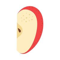 färsk röd äpple skiva ikon. friska vegetarian mellanmål, skära äpple för design, infografik. skivad på bitar äpple. hand dragen trendig platt stil isolerat på vit illustration vektor