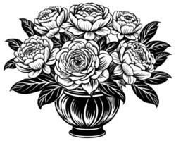 schwarz und Weiß Rose Blume vektor