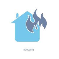 hus brand begrepp linje ikon. enkel element illustration. hus brand begrepp översikt symbol design. vektor