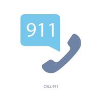 ring upp 911 begrepp linje ikon. enkel element illustration. ring upp 911 begrepp översikt symbol design. vektor