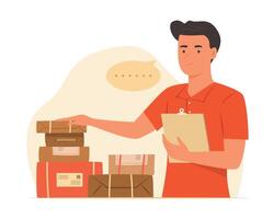 Lieferung Mann mit Paket Kisten zum Versand und Logistik Bedienung Konzept Illustration vektor
