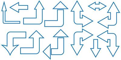 Ecke oben Nieder Pfeil Richtung der Verkehr Signal. gebogen Pfeil Navigation Konzept. vektor