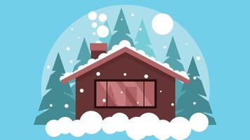 See Haus im Winter und schneebedeckt Wetter vektor