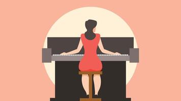 kvinna spelar en piano illustration vektor