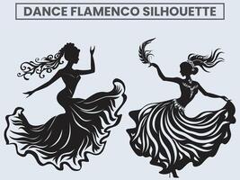 dansa flamenco silhuett. prinsessa dans flamenco. vektor