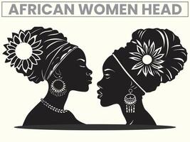 afrikanisch amerikanisch Frauen im ein Kopf Sonne Blume Dekoration zum 19. Juni vektor