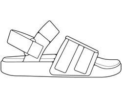 Gurt Sandalen Gliederung Zeichnung , Gurt Sandalen im ein skizzieren Stil, Sportschuhe Vorlage Umriss, Illustration. vektor