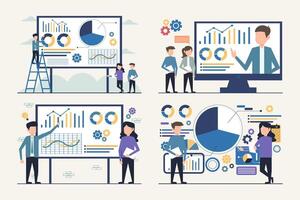 Geschäft Analytik und Daten Präsentation Illustration einstellen vektor