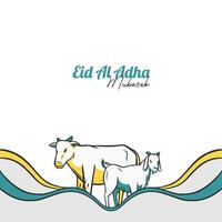 eid al adha Festival. Banner mit Ziege und Kuh. Hand gezeichnet Illustration. vektor