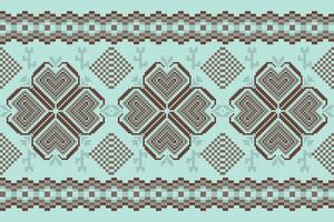 geometrisch ethnisch Blumen- Pixel Kunst Stickerei, aztekisch Stil, abstrakt Hintergrund Design zum Stoff, Kleidung, Textil, Verpackung, Dekoration, Schal, drucken, Hintergrund, Tabelle Läufer. vektor