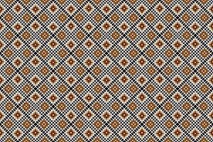 geometrisch ethnisch Blumen- Pixel Kunst Stickerei, aztekisch Stil, abstrakt Hintergrund Design zum Stoff, Kleidung, Textil, Verpackung, Dekoration, Schal, drucken, Hintergrund, Tabelle Läufer. vektor