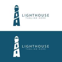 Leuchtturm Logo Leuchtfeuer Turm Schiff Signal einfach Strand Hafen Design Vorlage vektor